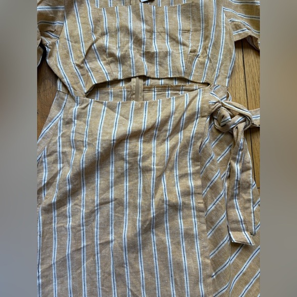 ZARA Linen Blend Striped Mini Dress - Picture 3 of 8